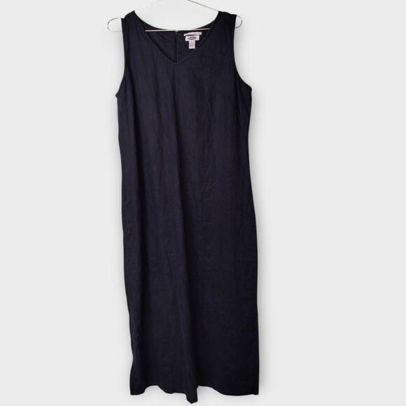 Old Navy Womens Maxi Sz 16 Navy Blue Linen Sleeveless Casual Normcore Preppy Y2K - Picture 1 of 5